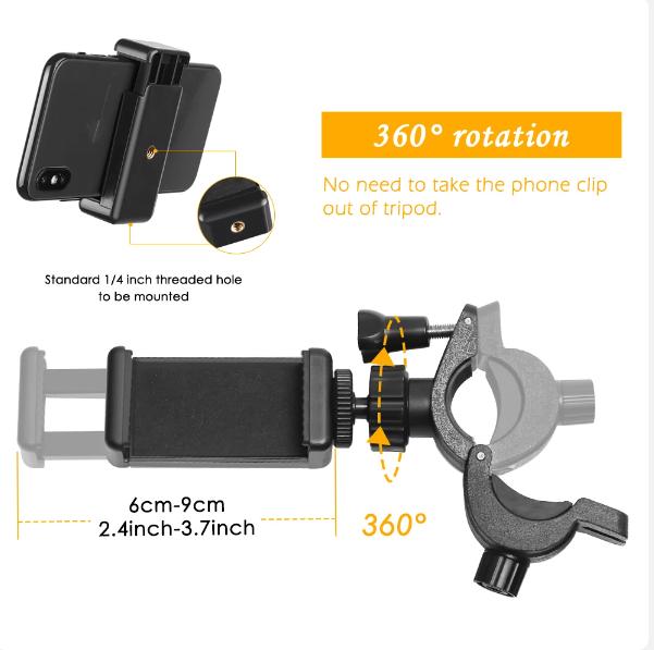 Accessori per la fotografia Supporto universale per telefono cellulare Supporto girevole a 360 gradi Treppiede Monopiede Morsetto Clip per streaming live