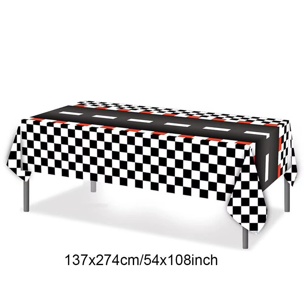 Checkered Race Car Party Tablecloths Black White Checkered Flag Tablecloth Racetrack Tablecover Racing Birthday Party Supplies