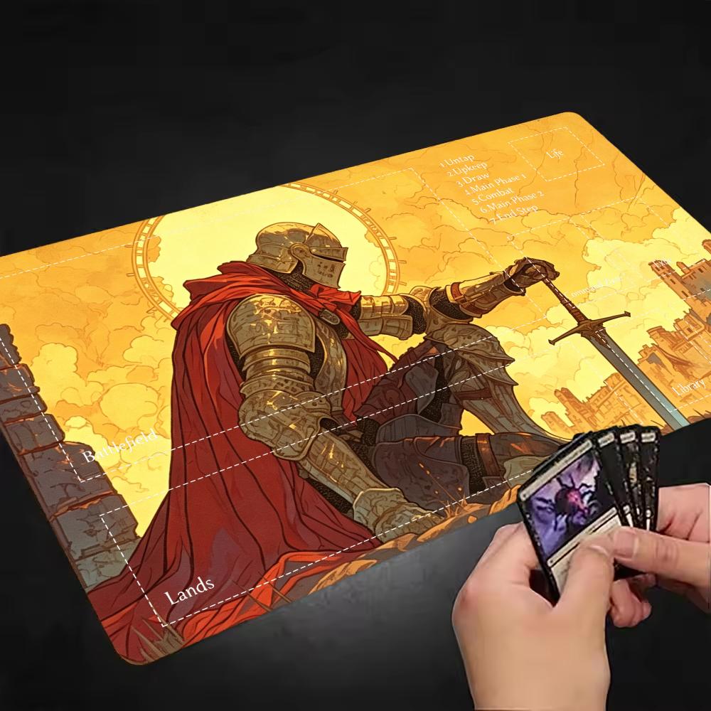 Kniender Ritter TCG Spielmatte Mauspade Spielmatte 24"X14" MTG TCG Schreibtischmatte für Arbeit Spiel PC Laptop Teppich Teppich MousePad