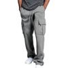 Cargo joggebukser for menn, åpen bunn, snøring, rett ben uformelle bukser, løs passform, baggy joggebukser med lommer