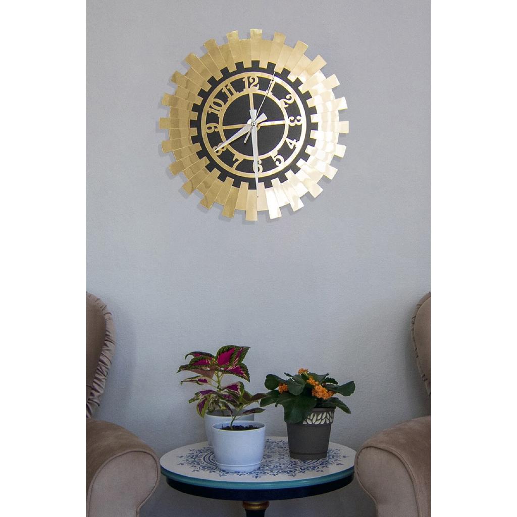 Mini-Deko-Wanduhr, moderne türkische Zahlen, 35 x 35 cm, 48 Stück, goldfarbenes verspiegeltes Plexiglas auf MDF