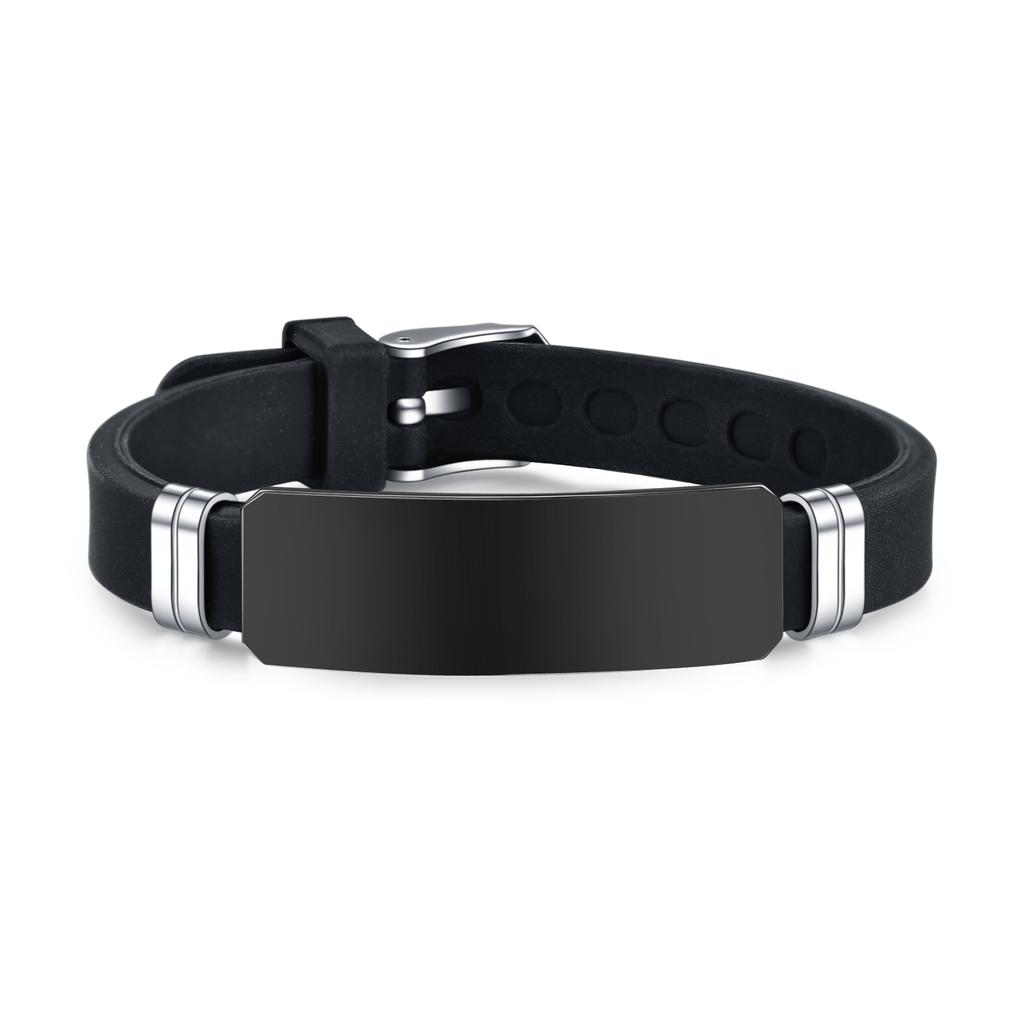 Prázdný náramek z nerezové oceli sportovní černé silikonové nastavitelné náramky náramky pro ženy