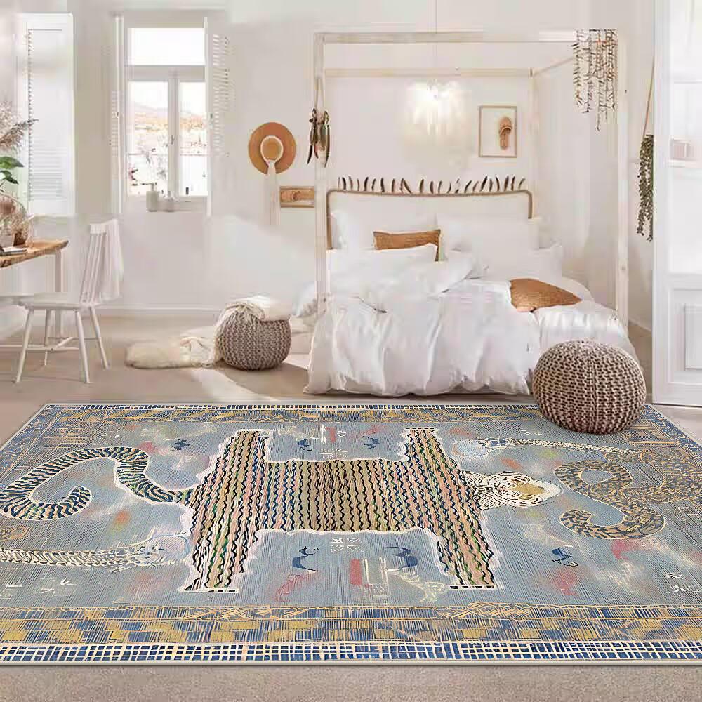 Tappeto Retro Lusso Leggero Morbido Antiscivolo Grande per Soggiorno Facile da Pulire Tappetino per Tavolino Divano Fantasia Tigre Carino Decorazione Tappeto per Camera dei Bambini