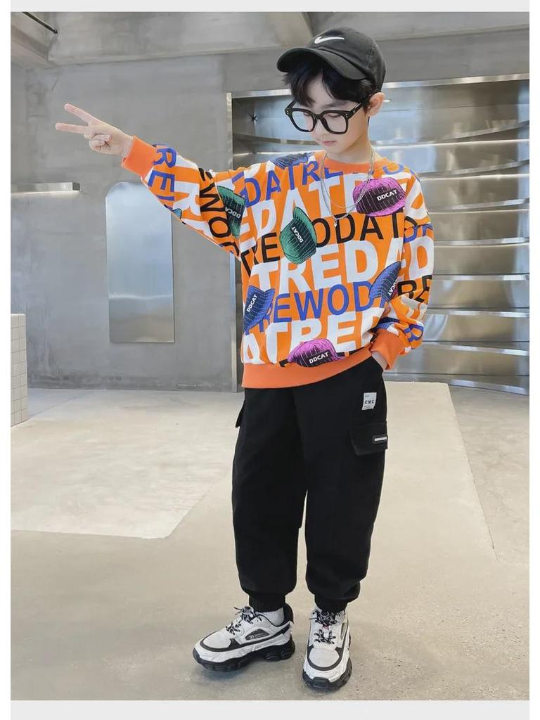 2023 Trendy Korean Pullover Sweatshirt für Jungen für Frühling/Herbst - Mittelgroßes bis großes Kinderoberteil