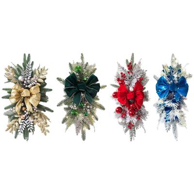 Christmas Wreath Pendants Ornament Swag Trim Garland Without/with Light Home Door Window Decoration Accessories
