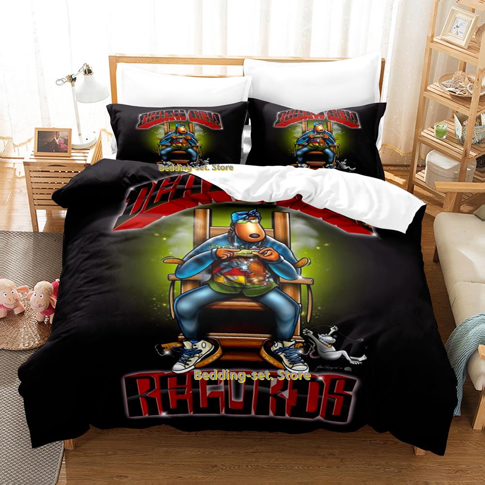 Hip Hop Death Row Records Bedding Set Cartoon Anime Three-Piece Set Adult Kid Bedroom Duvetcover Sets