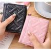 Women'S Wallet Tri Fold Card Bag Pu Multi Objects Pocket Short  Embroidered Love Pattern Korean Minimalist