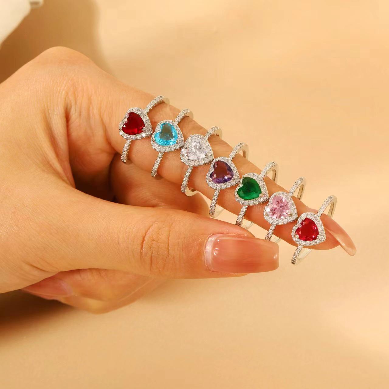 

Women s Adjustable Heart-Shaped Zircon Diamond Ring