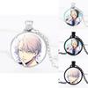 Round Acrylic Alloy Pendant Figure Pattern Necklace Unisex Chain