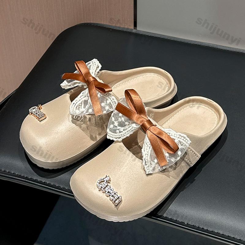 Fashion Women's Slippers New Summer Fashion Bow-knot Non Slip Casual Flats Lightweight Comfortable Breathable Outdoor Soft Sole Sandals
