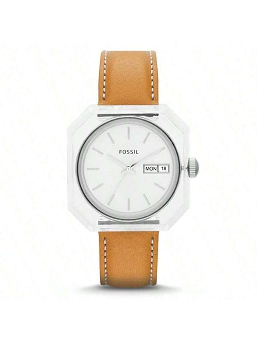 

Женские кварцевые часы Fossil с кожаным и стальным ремешком, 3 стрелки, корпус из нержавеющей стали/стекло ES3538 белый