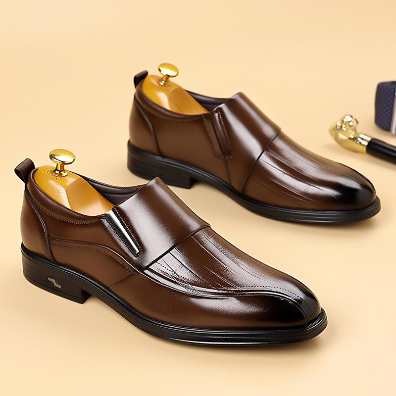 

Кожаная обувь мужская деловая повседневная дышащая мужская британская корейская версия с острым носком жених шафер свадебная обувь 44 коричневый