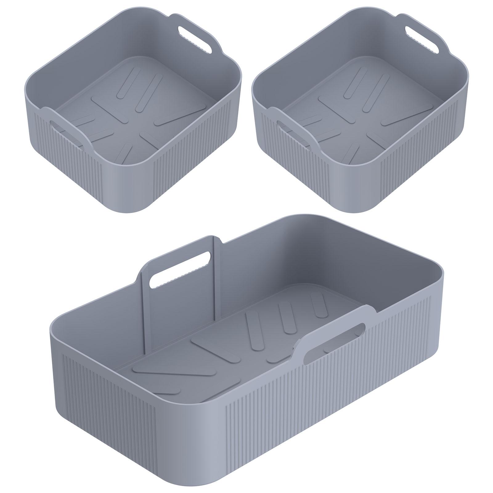 

Силиконовый горшок для аэрофритюрницы большой вместимости, термостойкие вкладыши для корзины аэрофритюрницы, универсальные аксессуары для аэрофритюрницы для духовки или пароварки серый