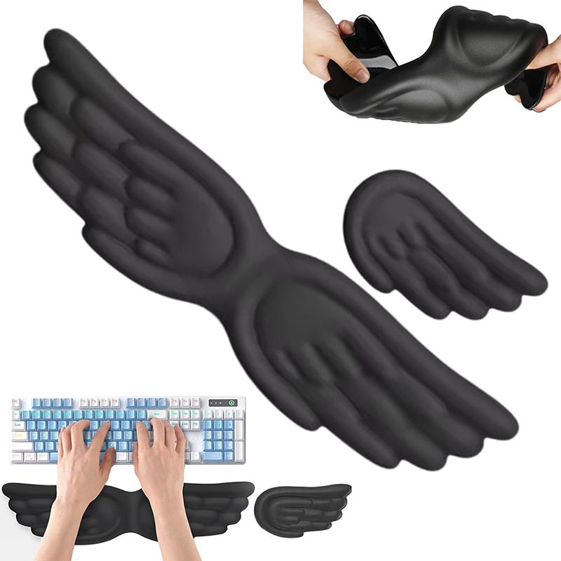 Keyboard Mouse Wrist Rest Pad Material Angel Wing Memory Foam Anti-Slip Desktop Offi Gamer Mouse Mechanical Key Wrist Rest Pad