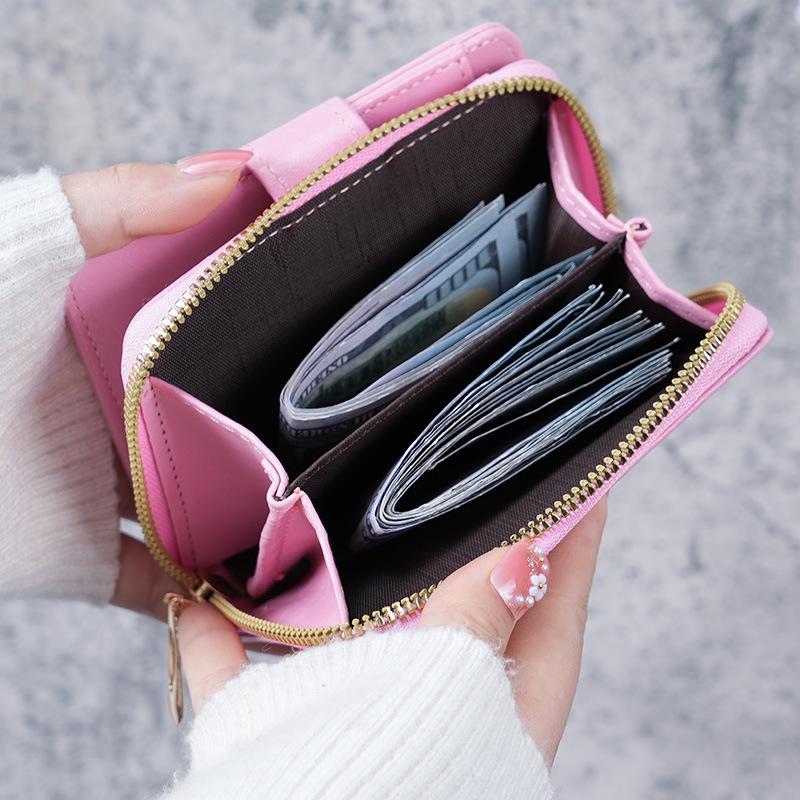 Neues Damenmode-Portemonnaie in Unifarben: Multifunktionale faltbare Geldbörse & Kartenhalter mit großer Kapazität