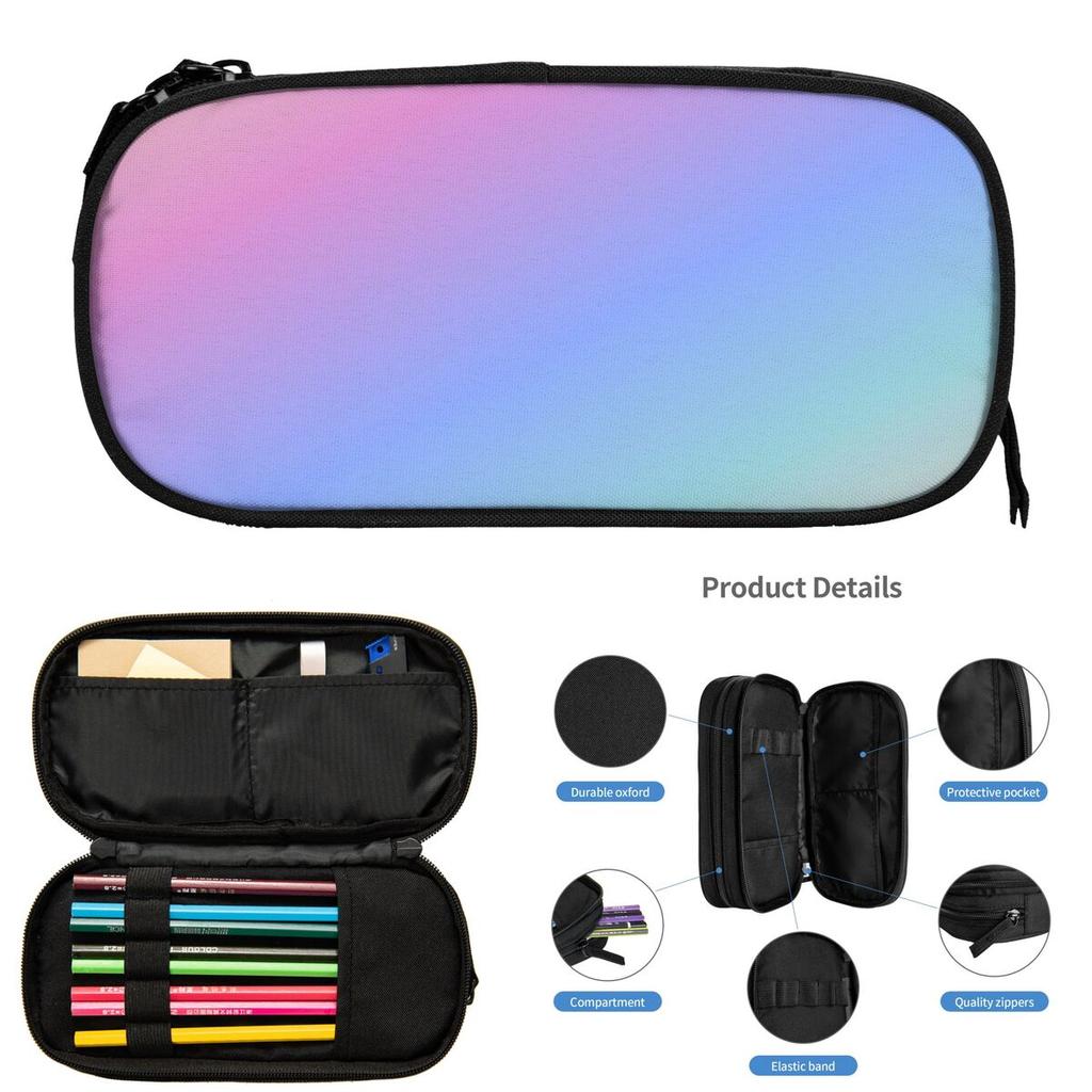 Pastel Glow Rainbow Gradient Pencil Cases for Student School Pen Box Pencil Bag Big Capacity Pencil Pouch Pen Holder