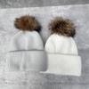 Winter Wool Hat Women'S Warm Ear Protectors Thickened Rabbit Fur Knitted Pile Hat Real Fox Hairball Hat