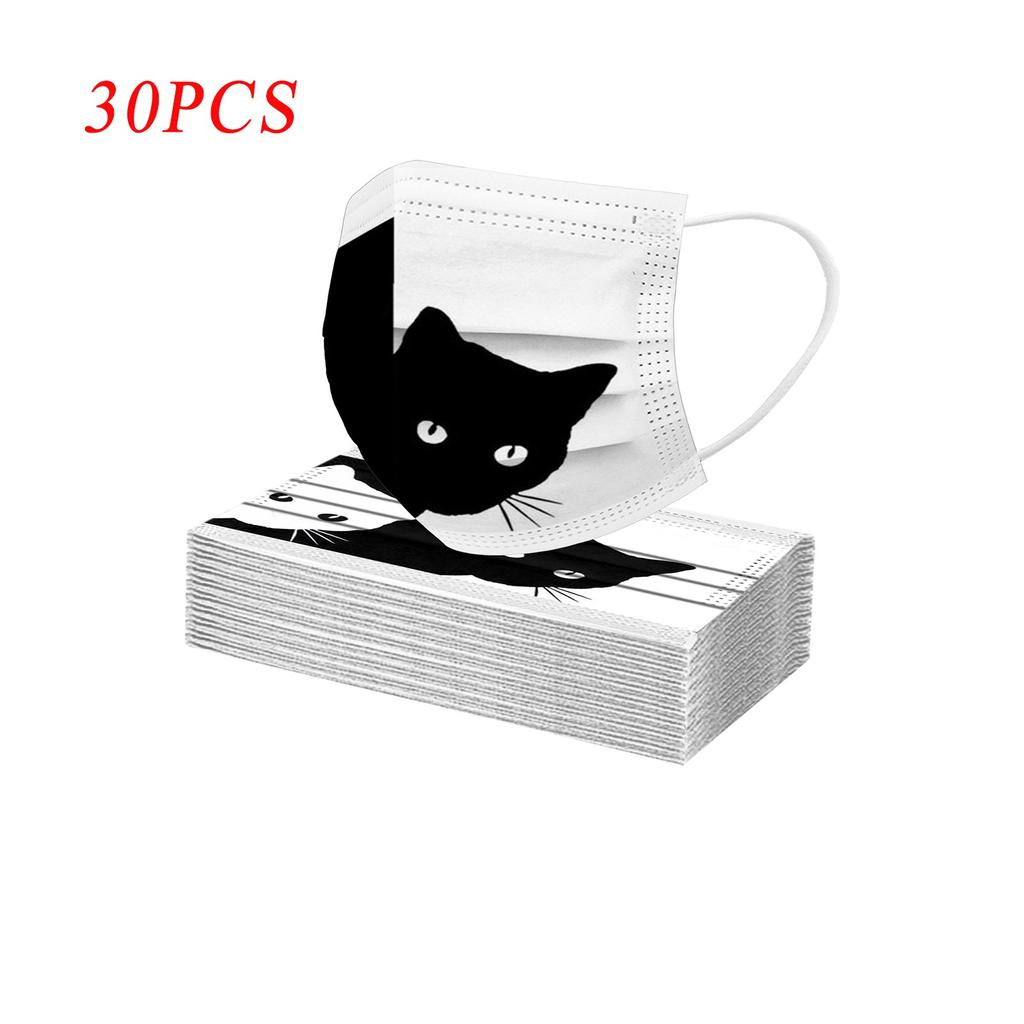 10/20/30/50/100PCS Adults Cat Prints Breathable 3 -Layer Disposable Mask