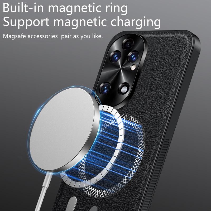 For Huawei P50 Pura 50 Case Magnetic Elegant Leather Wear-Resistant Lens Fully Covered Non-Slip Grip Edge Cover Shell