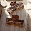 2Pcs Women Hair Accessories Hair Clips for Styling Elegant Leopard Print Hair Claw Clips Rectangular Plastic Shark Clips