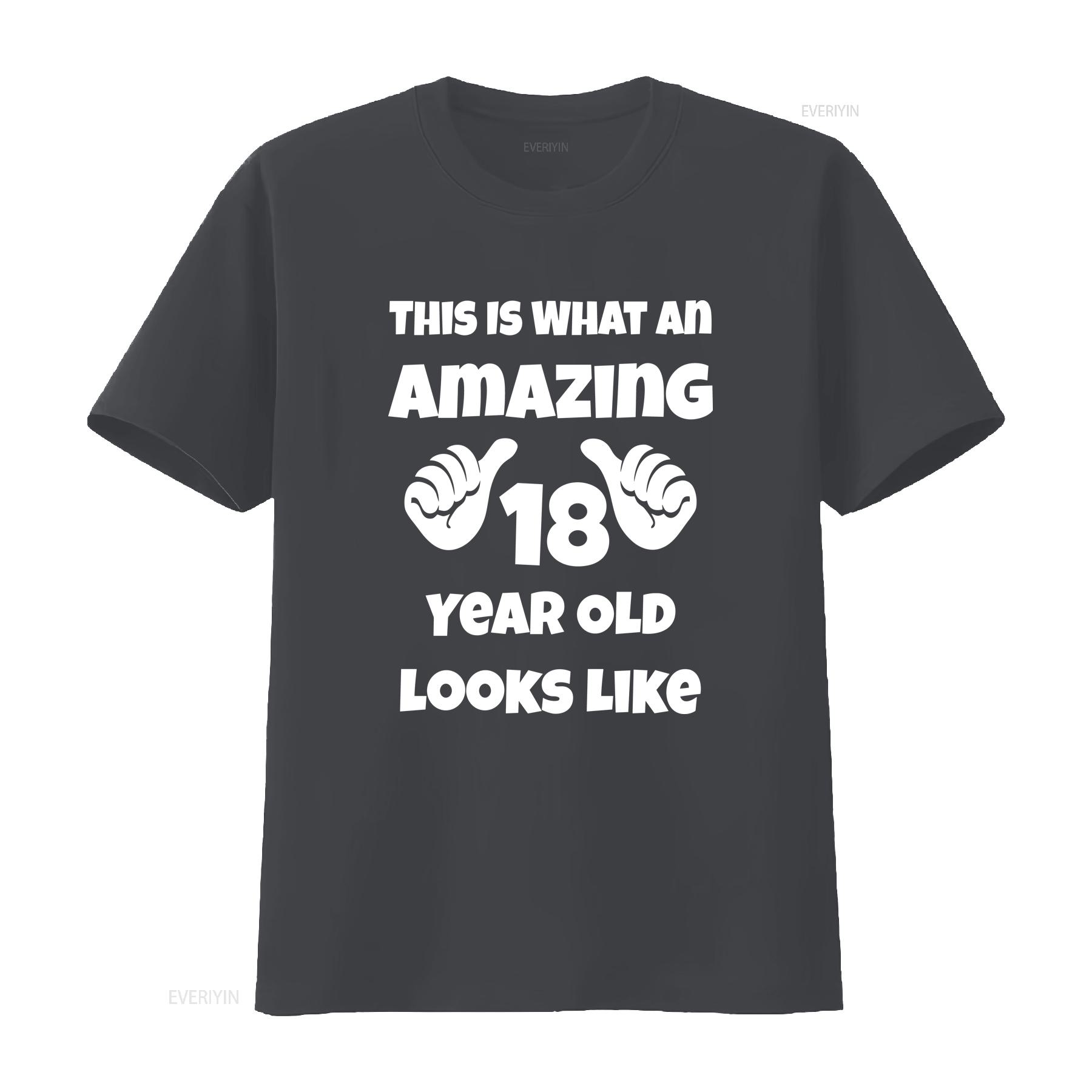 

Birthday T Shirt This is What Amazing 18 year old Looks Like mens boys Top party Present gift for Son Daughter Brother sister L