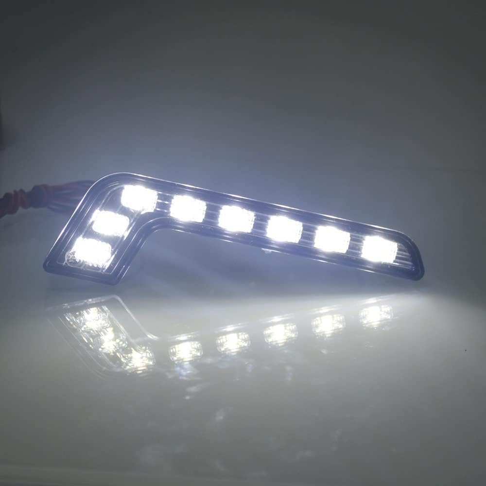 12V Car Daytime Running Lights DRL; Fog Lamps with 8 Pcs White LED Light Beads, Waterproof Bright Car Lights (1 Pair)