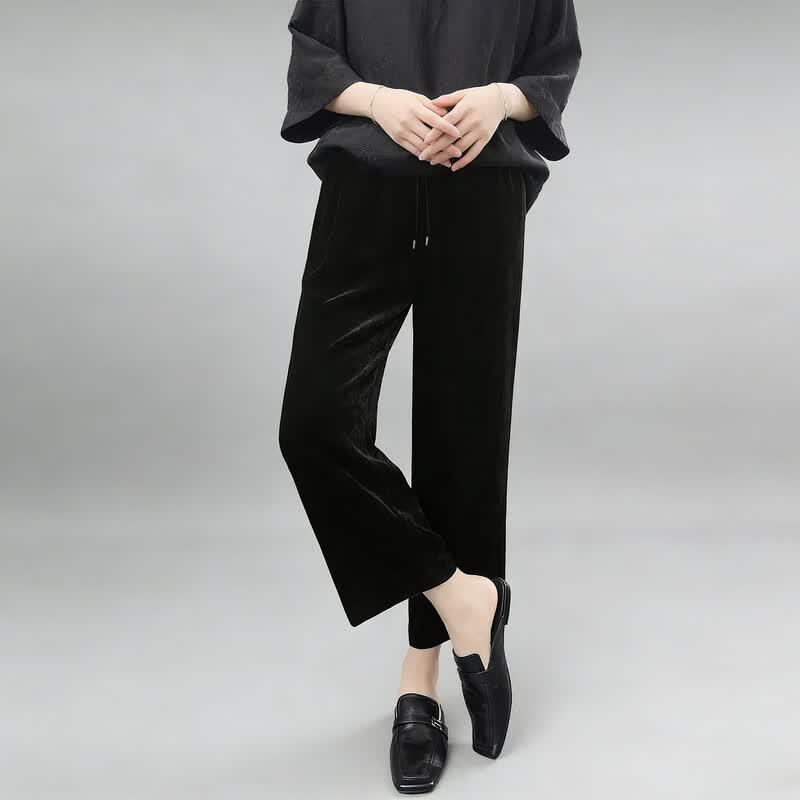 Women s 100% Mulberry Silk Velvet Cropped Harem Pants XXXL