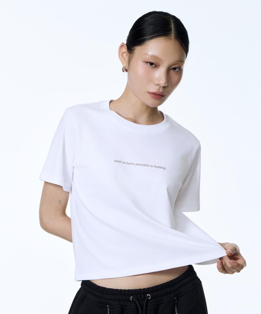 71TO96 Lettering Crop T-Shirt (White)