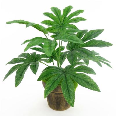 9 foglie/1 pezzo pianta verde artificiale Fatsia foglia simulazione bonsai decorazioni per la casa