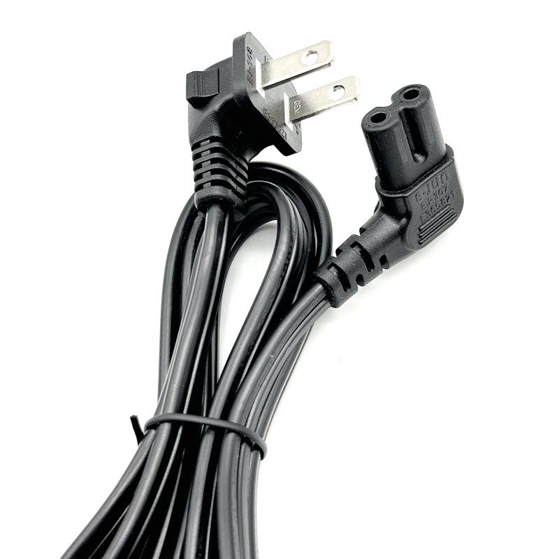 UL Certified 90° Elbow 2-Pin Figure 8 Power Cord for US Standard Desk Lamp, Speaker, & Projector