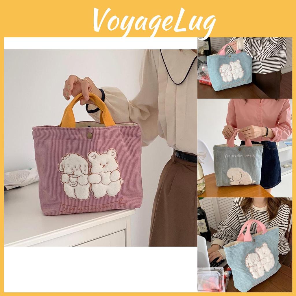 Fresh Sweet Style Embroidered Canvas Tote Bag Soft Lightweight Handheld Design