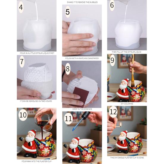 Christmas Santa Claus Epoxy Mold Small Item Storage Candle Container DIY Casting Mold Reusable Holiday Decor