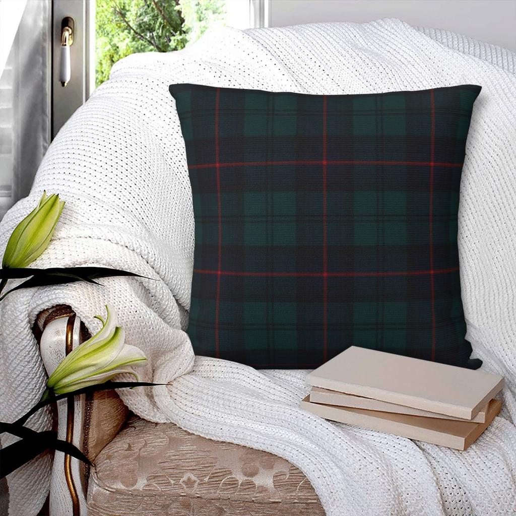 Armstrong Scottish Tartan Square Pillowcase Polyester Linen Velvet Creative Zip Decorative Bed Cushion Cover 18"