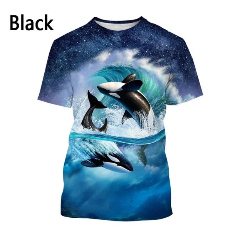 WowClassic Nieuw Heren Dames Dolfijn 3D Print Casual Korte Mouw Mode Dier Harajuku T-shirt XXXL donkergrijze kleur