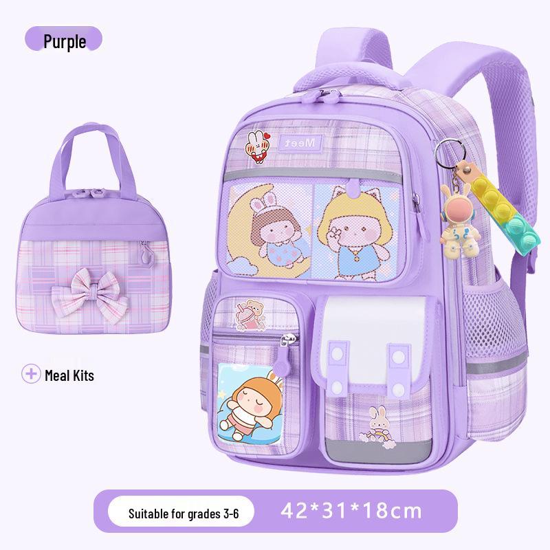 2025 Plaid Backpack: Large Capacity School Bag for Elementary to Junior High Students