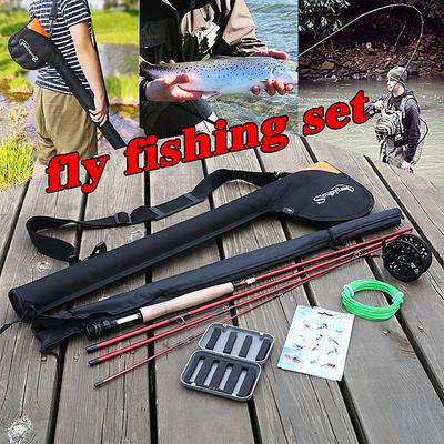 Fly Fishing Combos Fly Rod Reel Line Flies with Carry Bag for Trout Fishing 6piece Kits
