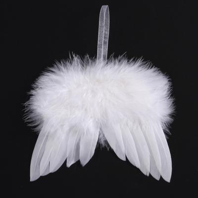 6 pièces Blanc/Rose Aile d'Ange en Plume Pendentif Simulation avec Corde Flocon de Neige en Plume Pendentif Mini Décoration d'Arbre de Noël