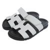 HERMES Chypre Flat Leather H Sandals, Women's, White, Size 36 shoes 36 whiteUsed