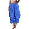 Damen Spitzenbesetzte Lange Rüschen Vintage Weitbein Hose Sommer Strand Reise Urlaubshose