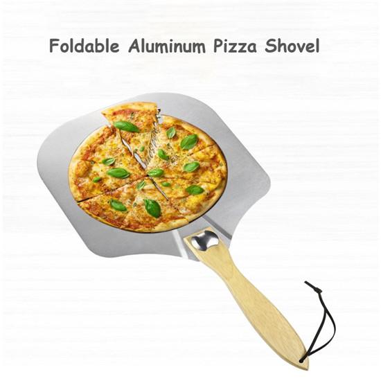 12-tommers avtakbart sammenleggbart håndtak Aluminiumlegering Pizzaspade Pizzapeel Trehåndtak Overføringspizzaspade Bakeverktøy
