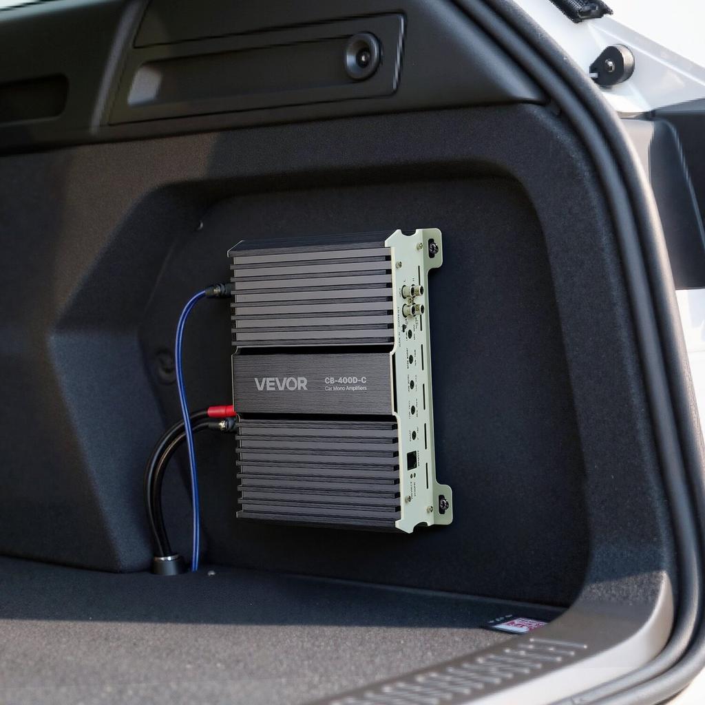 Monoblock Car Amplifier, 400W RMS MAX, 1/2/4 Ohm Stable, 1-Channel Class D Car Audio Amplifier with Remote Subwoofer Level Control, Low Pass Filter,