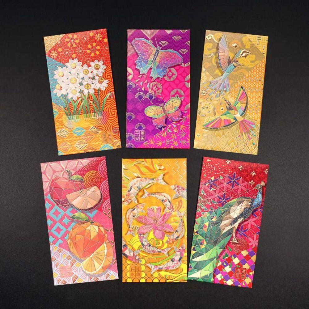 6Pcs/set Spring Festival Supplies Money Pocket New Year Decorations Red Pocket  Household