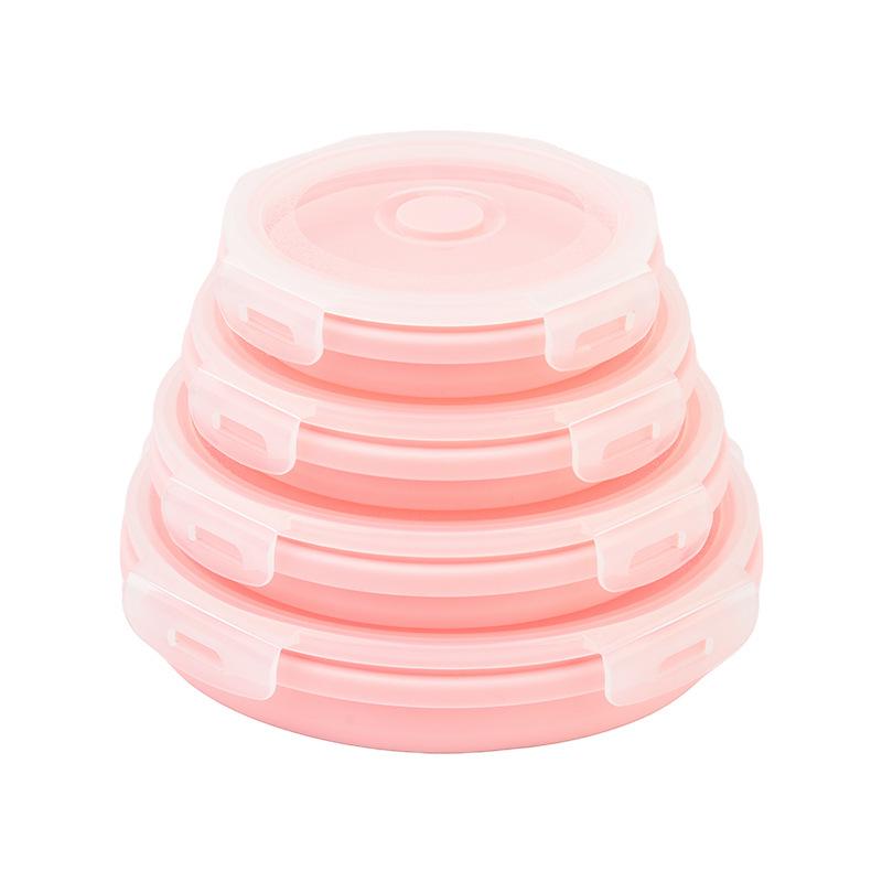 Collapsible Silicone Bento Lunch Box - Portable & Microwave-Safe Storage Set for Fresh-Keeping