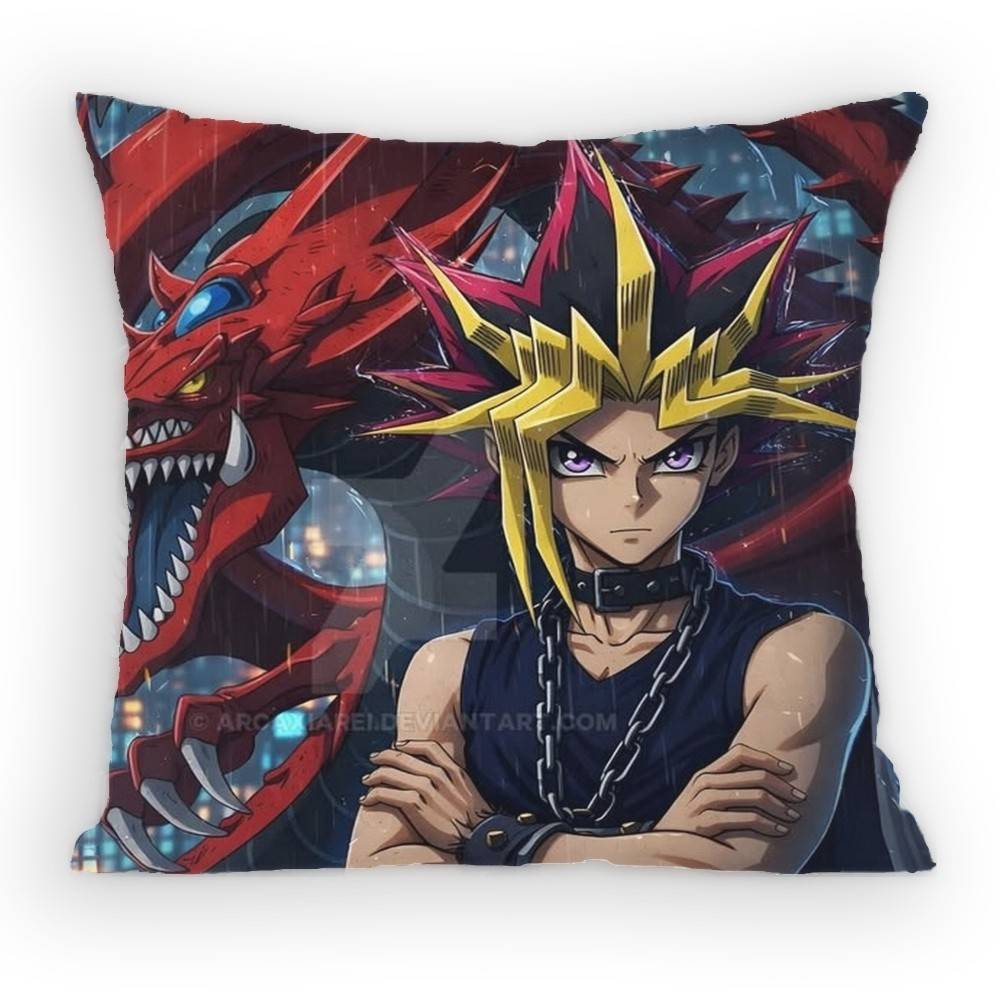 Anime YYu Gi Oh Yugi and Atem Pillow Case Antidustmite Pillowcase Invisible zipper silky short plush Sofa cushion cover