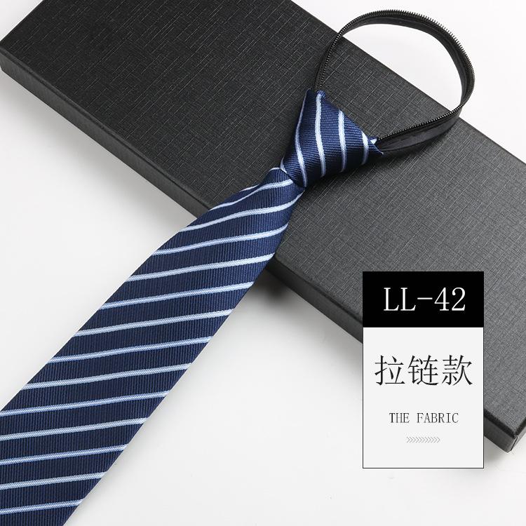 Tie Men'S, Business Zipper Work Security Shirt Striped Red Blue 8Cm Knot Free Easy To Pull