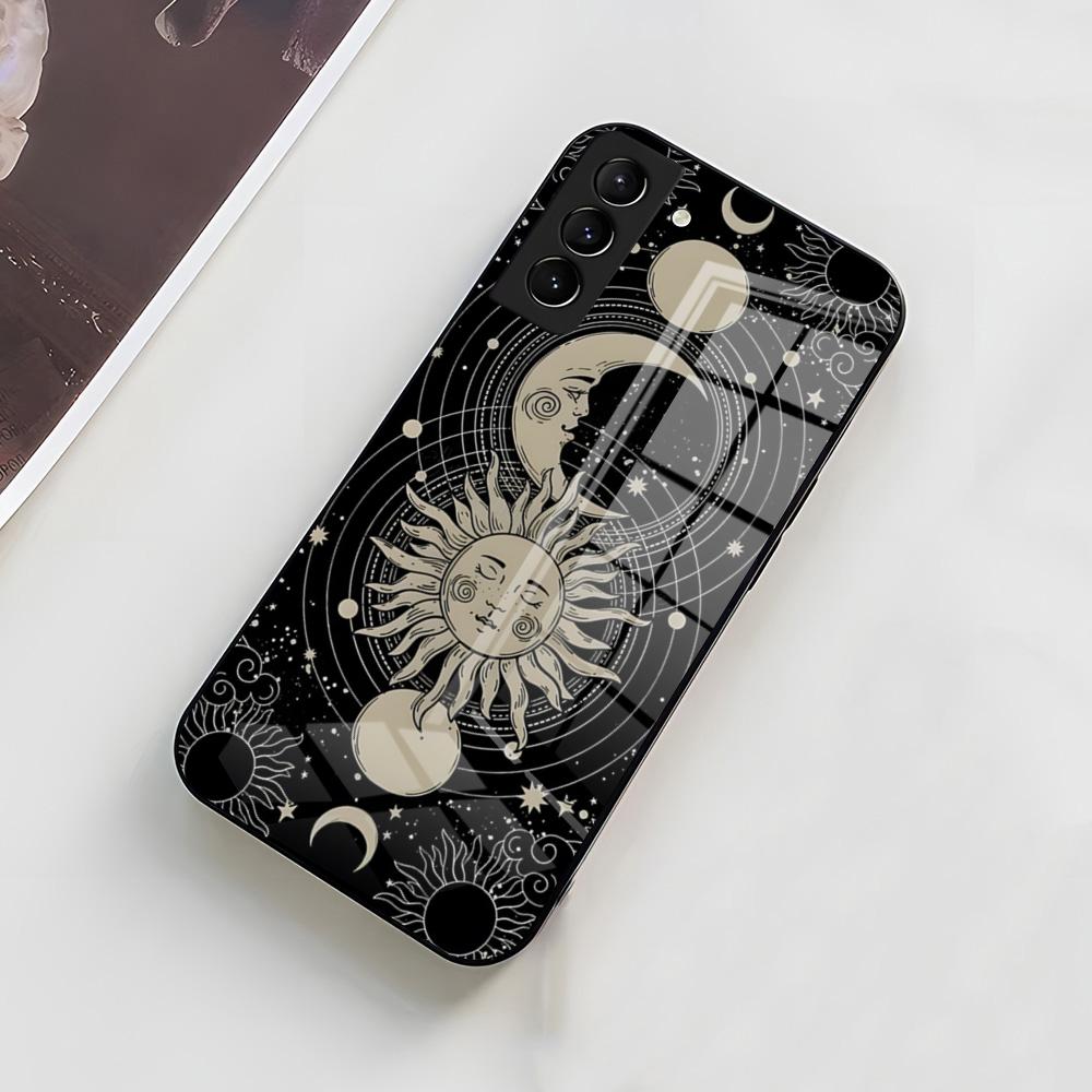 Yinuoda Funny Sun Moon Face Phone Case For Samsung A56 A36 A26 A16 A15 A25 A35 A55 A14 A34 A24 A54 Glass Case