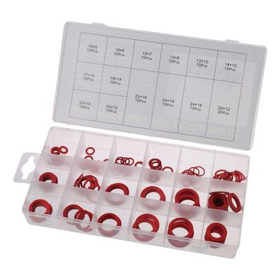 150Pcs Red Fiber Washer Assortment Kit 14 Sizes Insulation Washer with Plastic Box Flat Washers