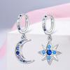 925 Sterling Silber Ohrringe für Damen Mädchen Ohrbügel Funkelnder Sonne Mond Sternenhimmel Ohrring Mode Party Schmuck Geschenk Zubehör