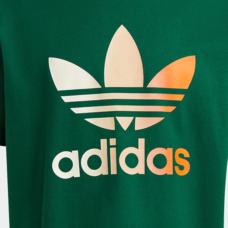 Adidas Originals Adicolor 70s Premium Gradient Logo Print Crewneck T-skjorte SS23 Herre Topper Grønn IP6969