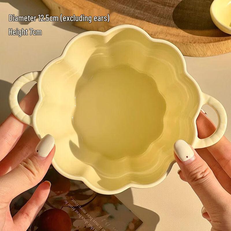 

ZISIZ Cute Pumpkin Ceramic Double-Handle Bowl Set with Spoon